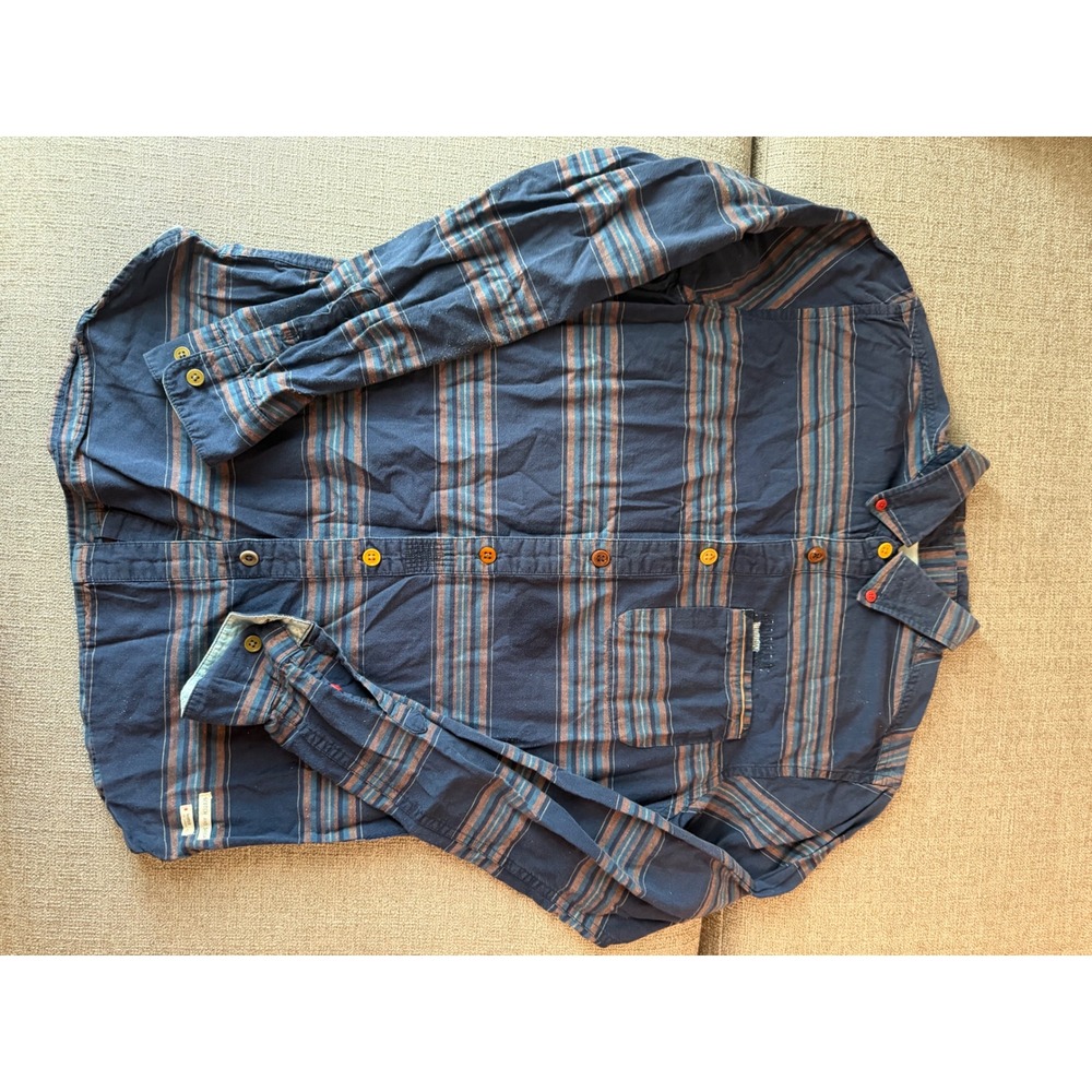 Scotch & Soda Mens Navy Striped Woven in Japan Button Down Shirt Size M